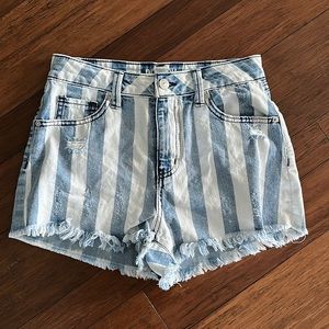STRIPED DENIM SHORTS